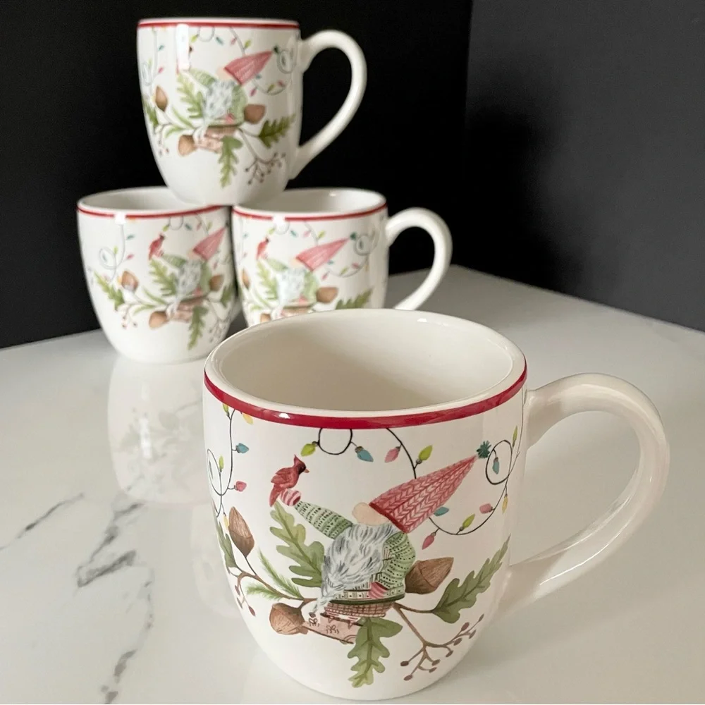SET of 4 Forest Gnome Mugs by Pottery Barn